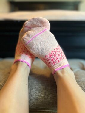 Hanes Women's Low-Cut Socks in Light Pink with Hot Pink Accents